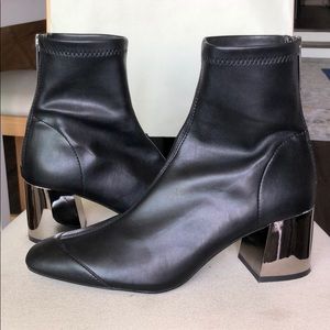 ZARA Trafaluc Silver Heeled Stretch Ankle Boot